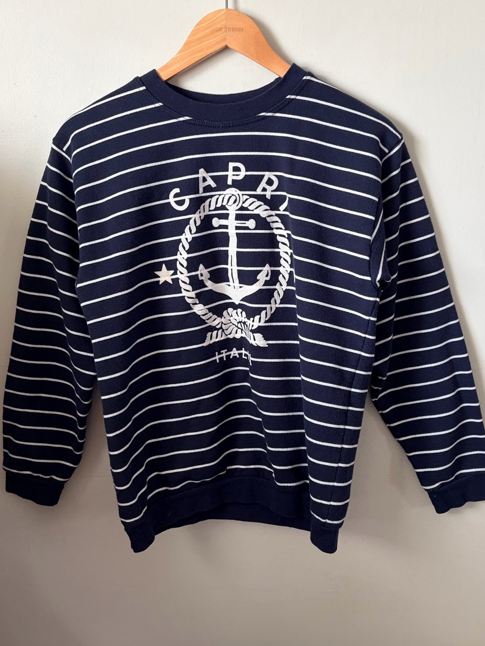 Italia Mania Capri Italy Striped Sweatshirt S Navy Anchor Cotton Costal Fisher
